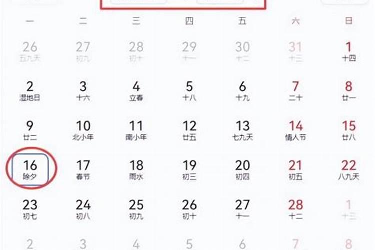 给我看看2026几号除夕？