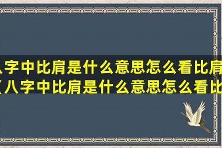 生辰八字里面的比肩是什么意思？