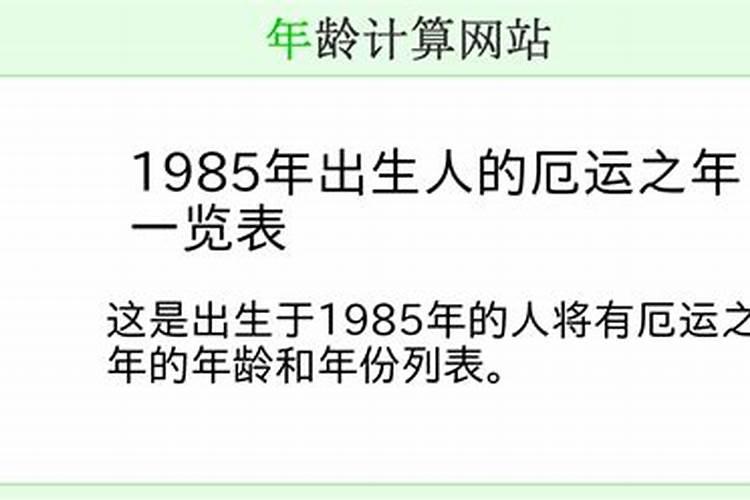 1985年的人一生的运程