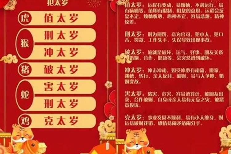 虎年与哪些生肖犯太岁？